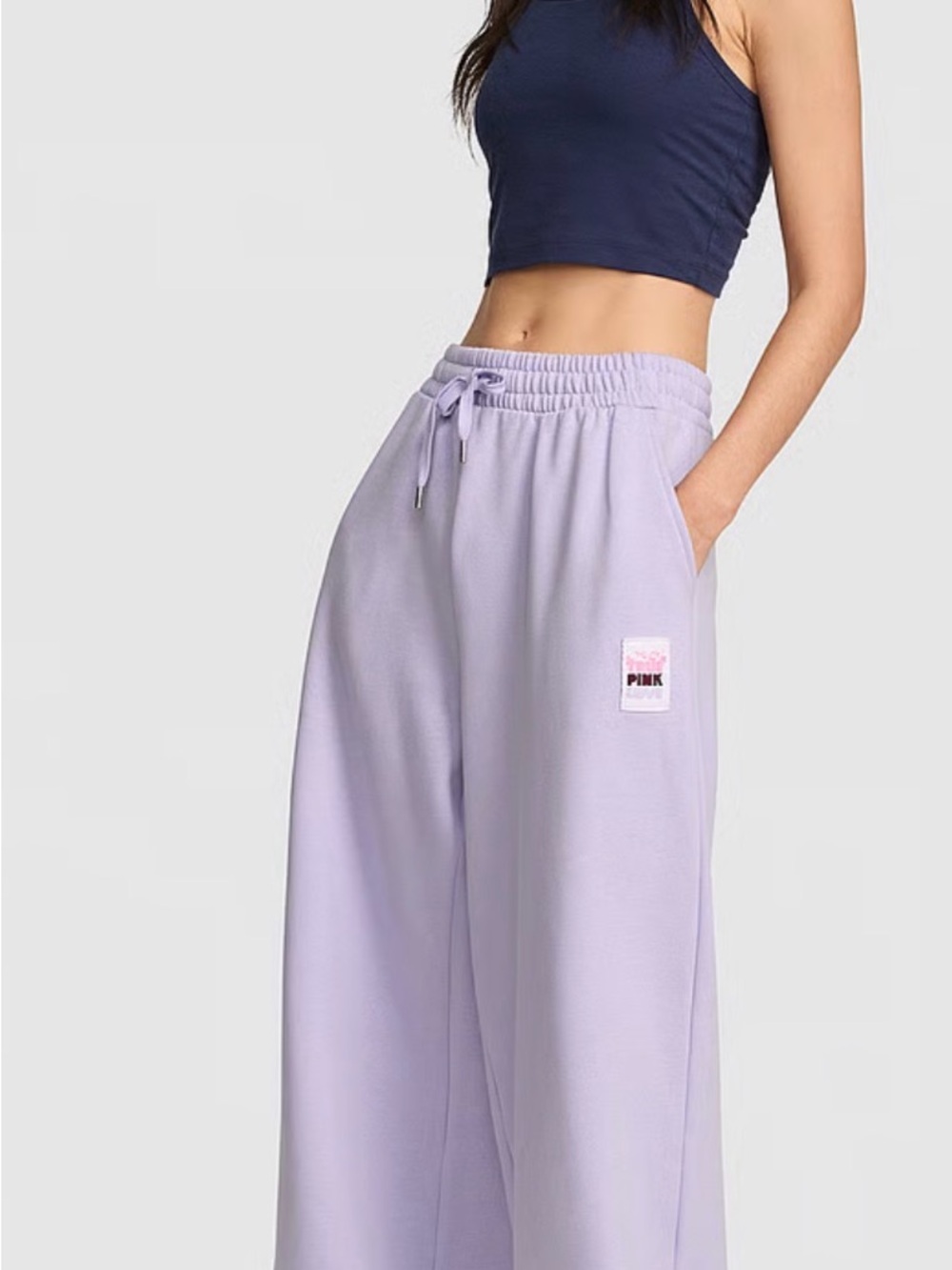 PINK Victoria's Secret Sweet Lavender Purple Wide-Leg Fleece Lounge Pants nwt